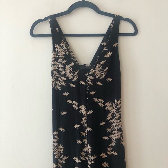 Zara Black Leaf Print Sleeveless Wide Leg Jumpsuit - Picture 3 of 9